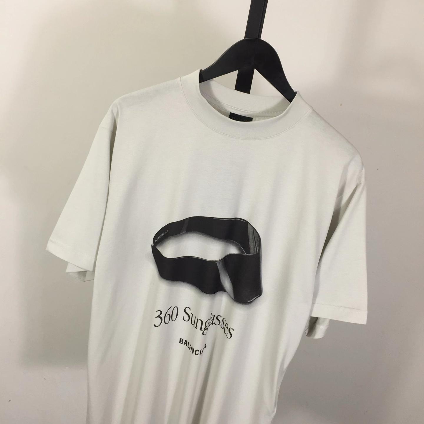 Balenciaga 360 Sunglasses T-Shirt Medium Fit In Dirty White Dry Jersey - DopestKickz