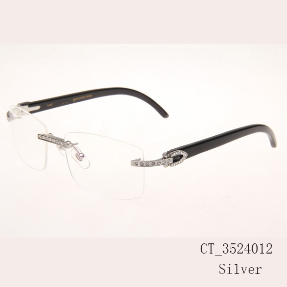 Cartier CT_3524012 Diamond Black Buffalo Eyeglasses In Silver - DopestKickz