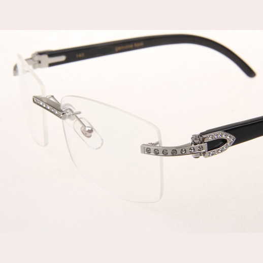 Cartier CT_3524012 Diamond Black Buffalo Eyeglasses In Silver - DopestKickz