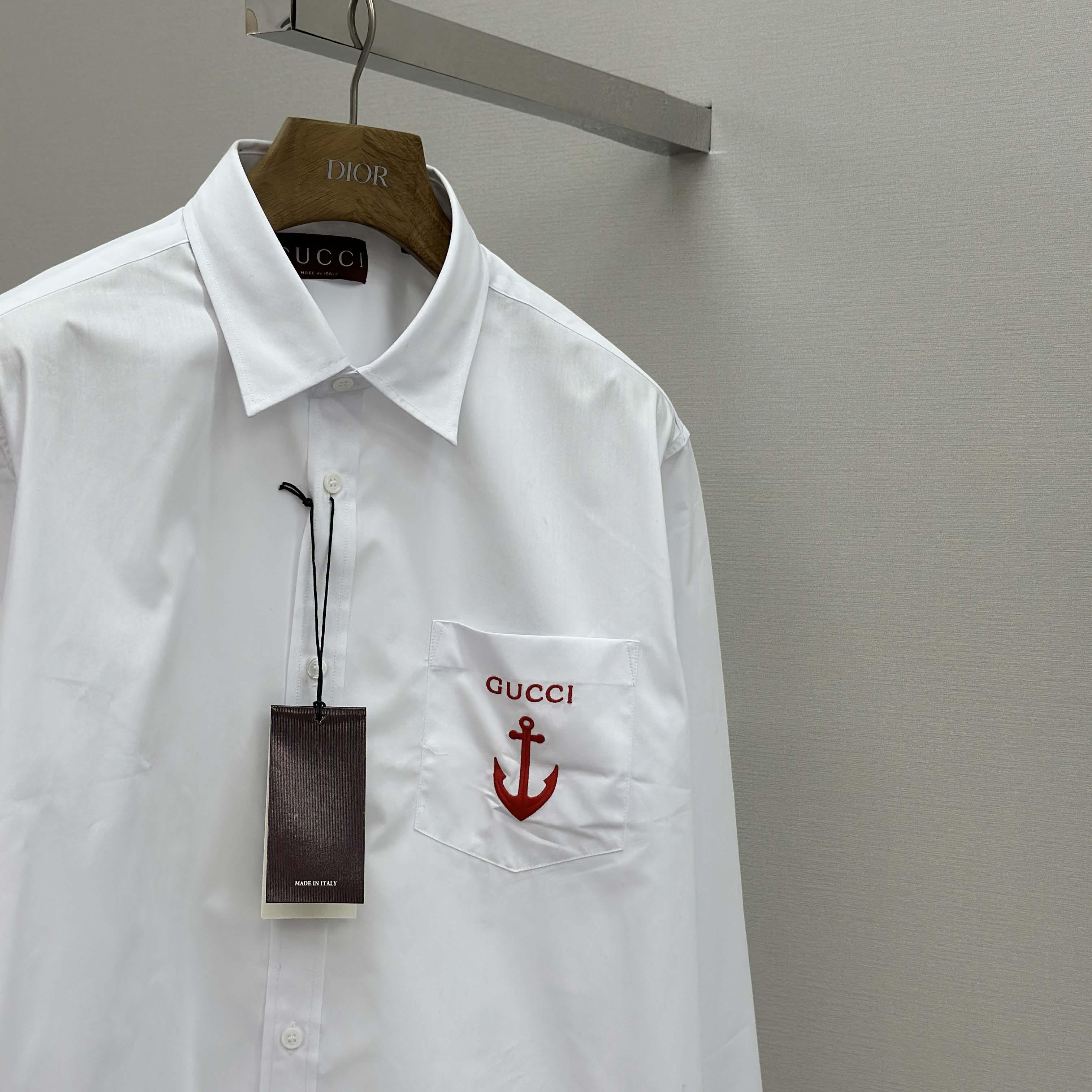 Gucci Cotton Poplin Shirt With Embroidery - DopestKickz
