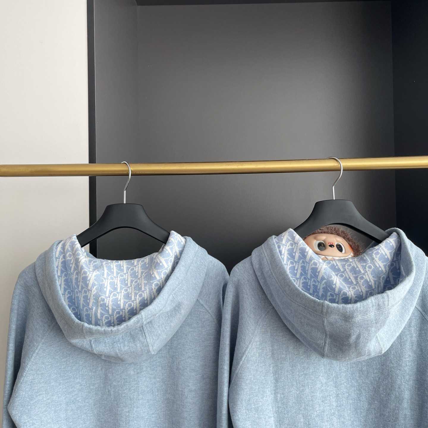 Dior Hooded Track Jacket Blue Cotton and Cashmere Knit  - DopestKickz
