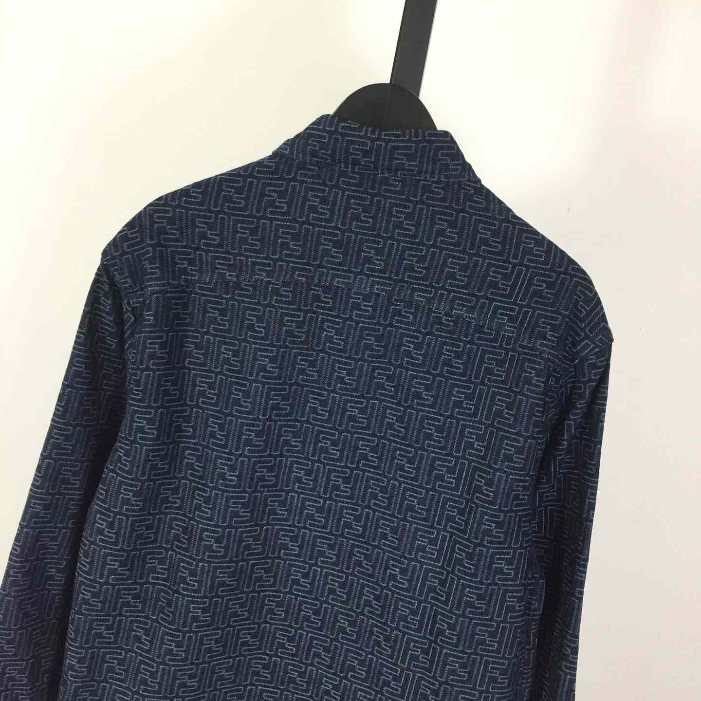 Fendi Blue FF Jacquard Denim Jacket - DopestKickz