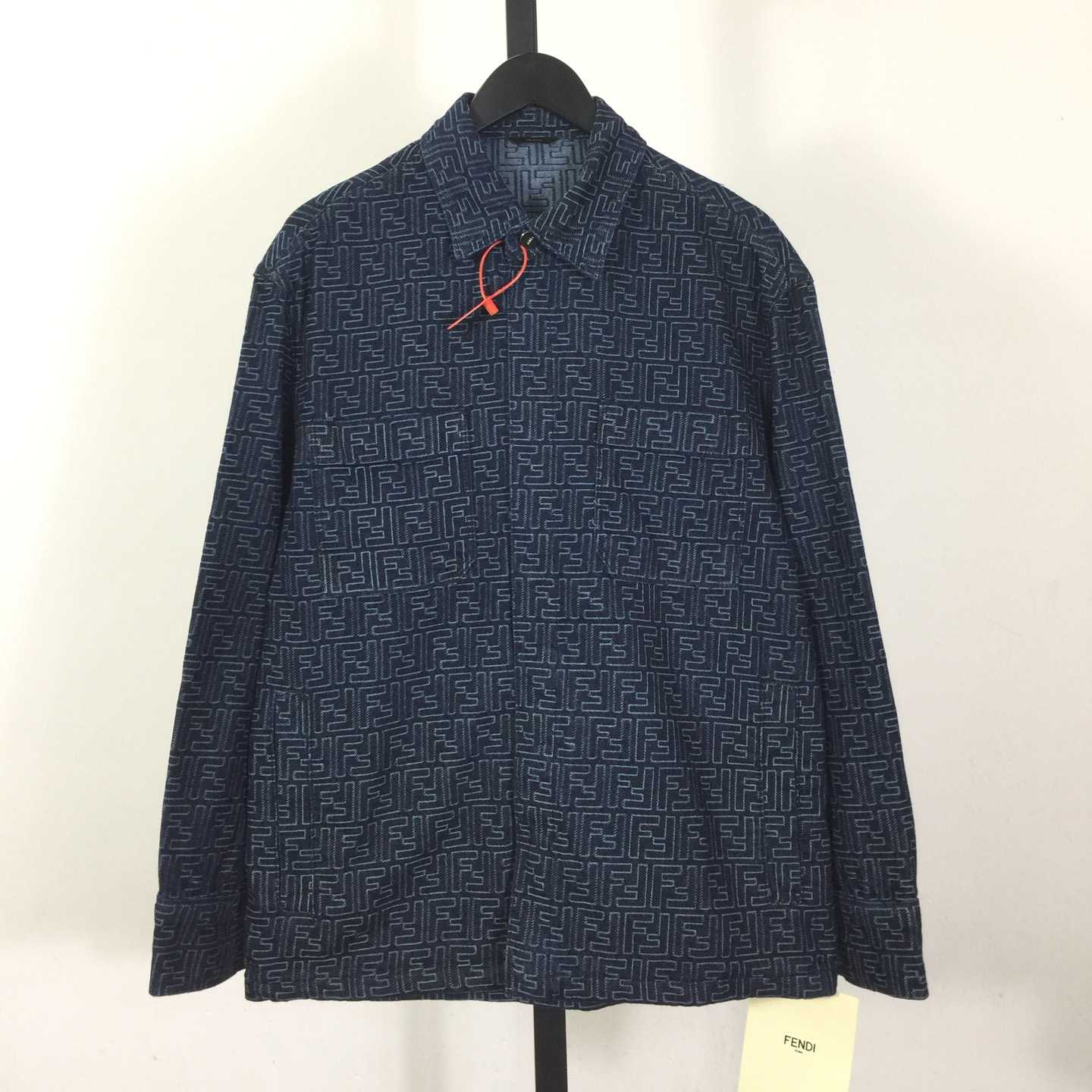Fendi Blue FF Jacquard Denim Jacket - DopestKickz