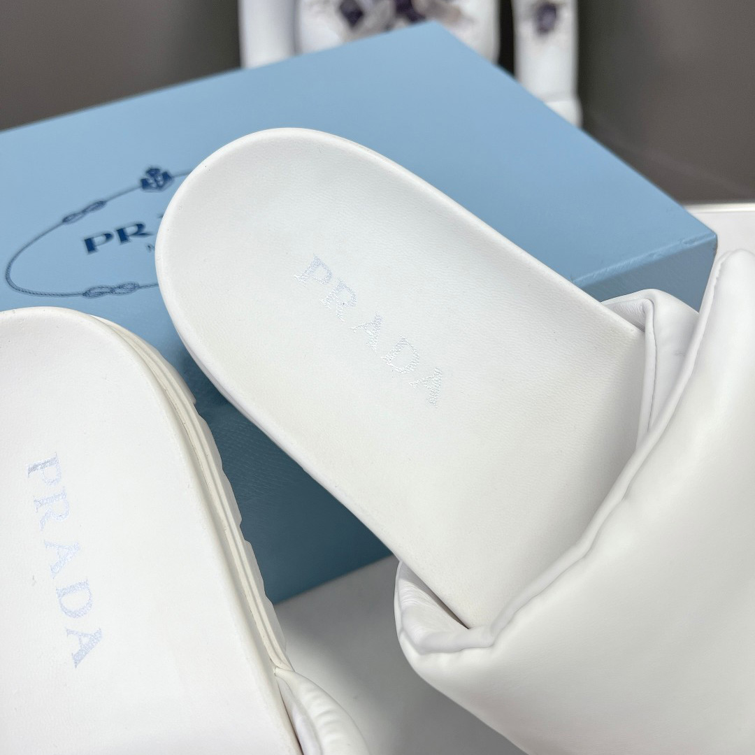 Prada Soft Padded Nappa Leather Slides - DopestKickz