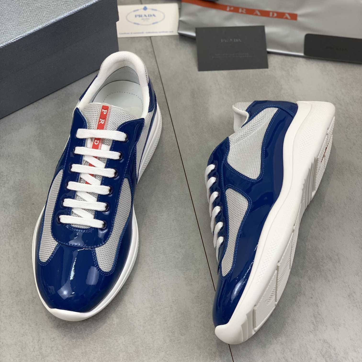Prada Patent Leather And Technical Fabric Prada America's Cup Sneakers - DopestKickz
